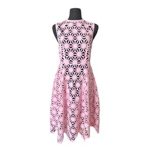 Paskal Pink Laser‎ Cut Fit and Flare Geometric Cutout Dress Size M Retail $745